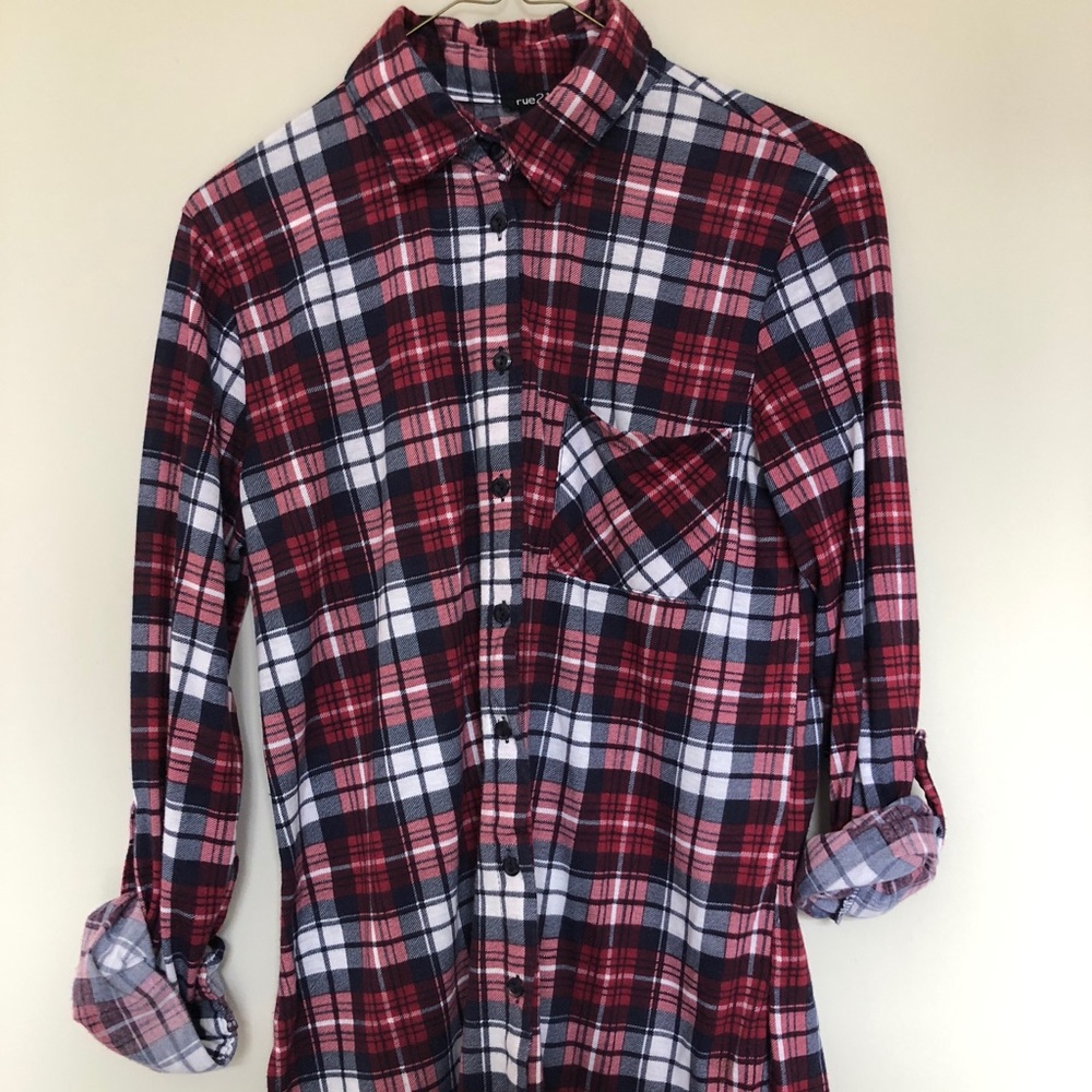 Button-Up Plaid Top
